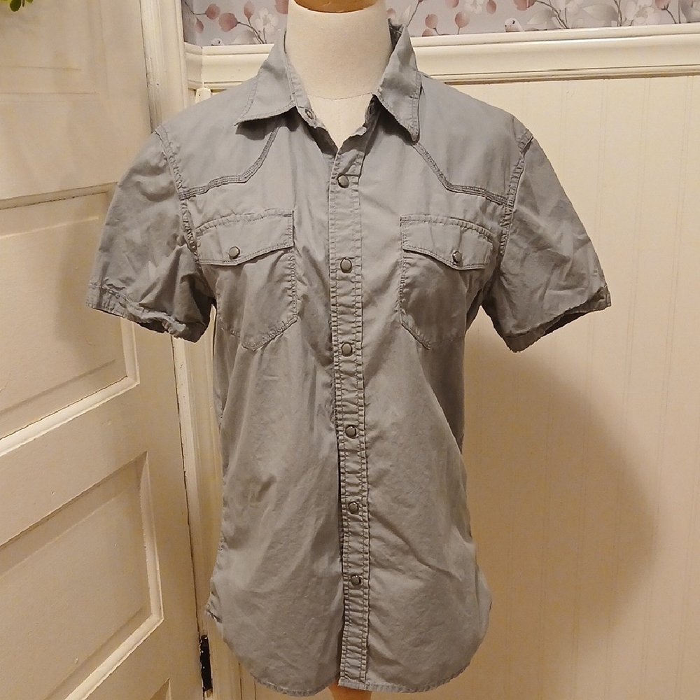 Converse Men's Casual Gray Button Down Shirt